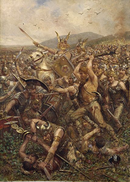 Germanic warriors storm the field, Varusschlacht, 1909