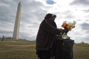 A homeless resident of Washington stands on the National Mall, March 3, 2013. (Jonathan Ernst / Courtesy Reuters)