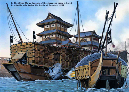 Tàu Nihon Maru bị tàu Con rùa tấn công.