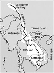 Sông Cửu Long và lưu vực (vùng màu trắng)