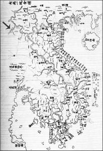 Tên Cửu Long Giang 九龍江­­(chỗ mũi tên) trên ĐNNTTĐ