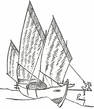 Hình ghe bàu trên bìa sách của Pierre Paris