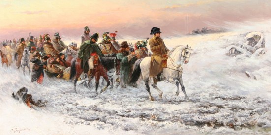 Napoleon rút lui khỏi Moscow.-Tranh của Piotr C. Stojanow (Bulgarian,1887)