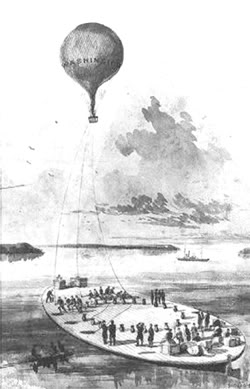 Bóng khí cầu Washington của quân đội Liên bang trên chiếc sà lan Hải quân George Washington Parke Custis
