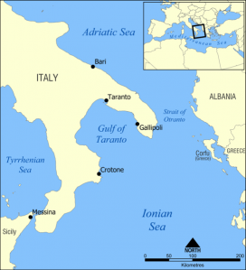 289Bản đồ cảng Taranto ở miền Nam nước Ý