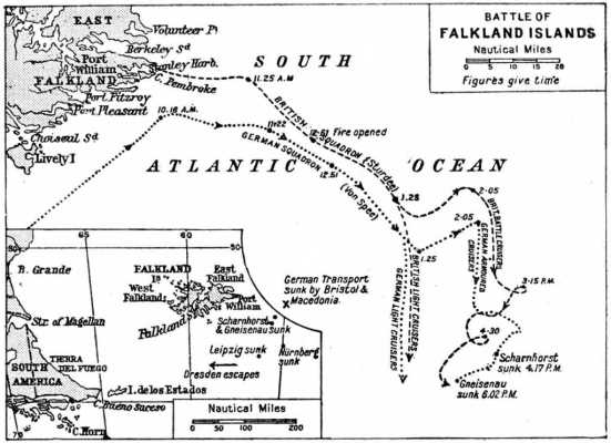 Bản đồ diễn biến trận chiến Quần đảo Falkland