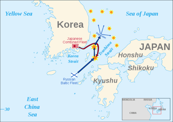Hướng di chuyển của hạm đội hai bên