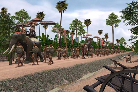 Một cảnh rước kiệu ở Angkor.