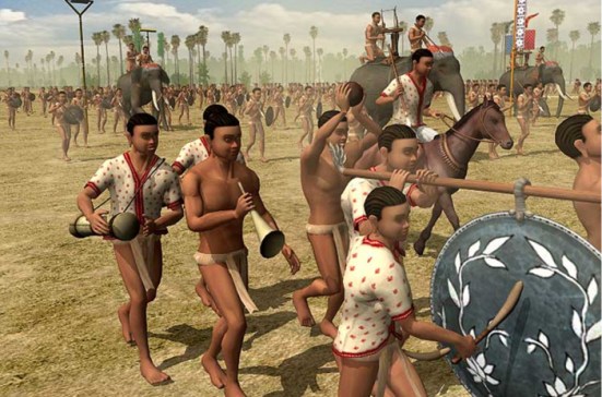 Đội quân nhạc gồm kèn, trống, phèn la để khích động tinh thần chiến đấu vừa uy hiếp tinh thần đối phương.