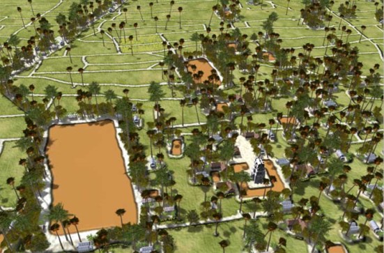 Các đơn vị làng xã luôn luôn có một hồ lớn để dân trong làng có thể ra đó tắm giặt chung, ngoài ra còn có một đền nhỏ xây bằng đá tiện cho việc cầu tự.