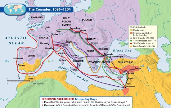 Crusades 1-4 map