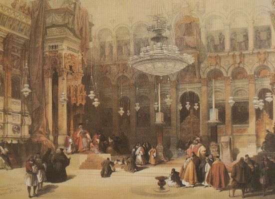 david-roberts-church-of-the-holy-sepulchre-jerusalem-victorian-painting-postcard-98720-p