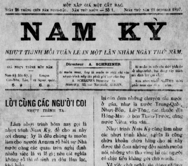 Nam Kỳ – Tờ báo Quốc ngữ cuối thế kỷ 19 còn ít được biết đến | Nghiên Cứu Lịch Sử